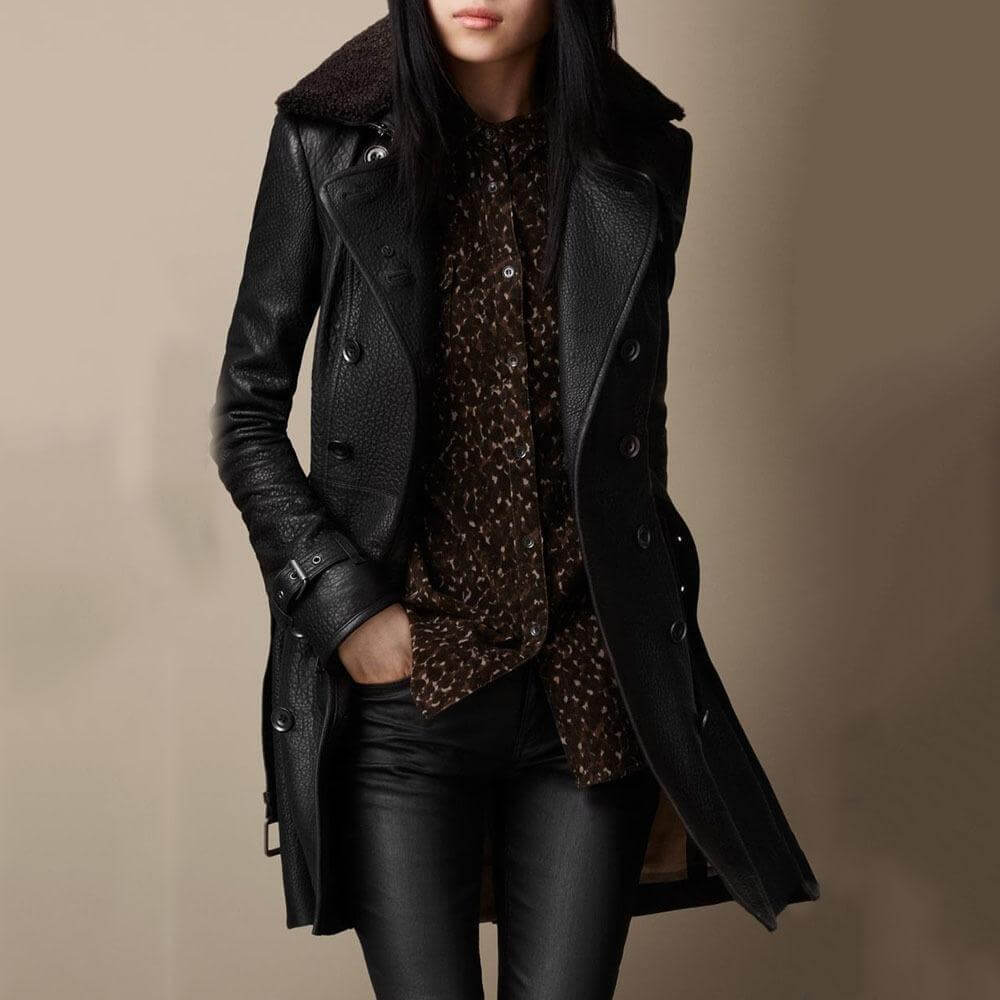 Victoria - Handgefertigter Warmer Ledermantel