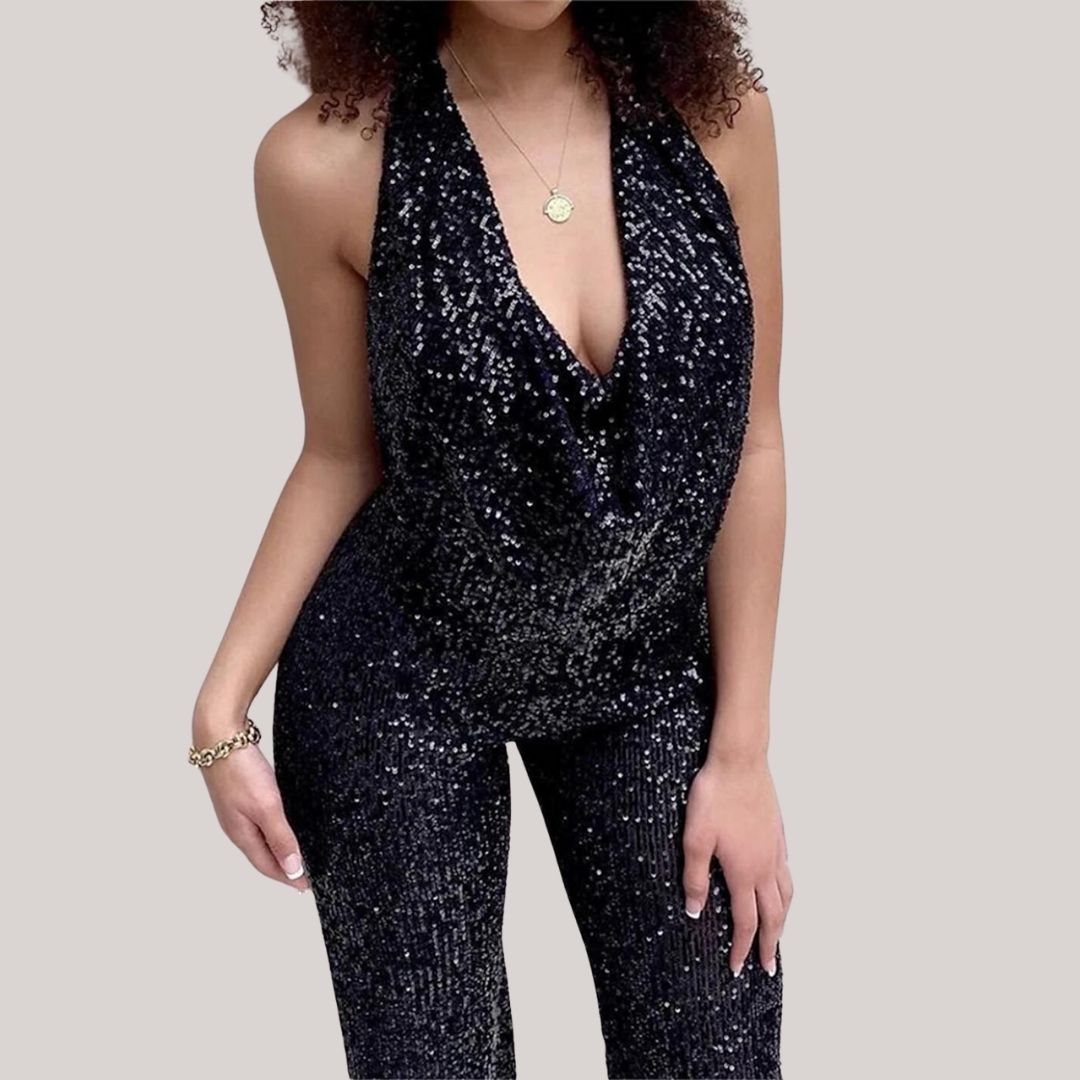 Margret – Eleganter Pailletten Jumpsuit