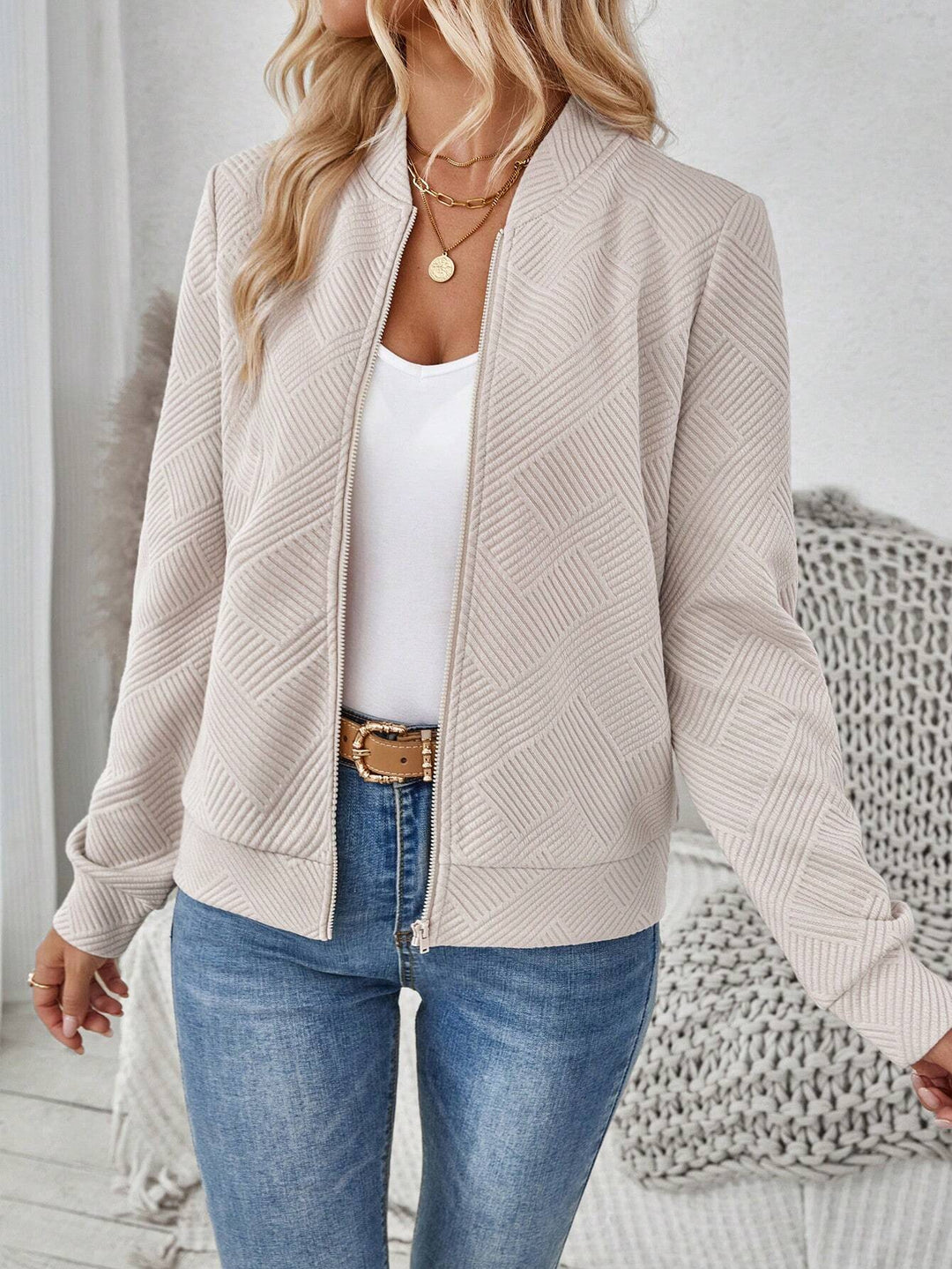Mira - Stilvolle Jacquard Bomberjacke