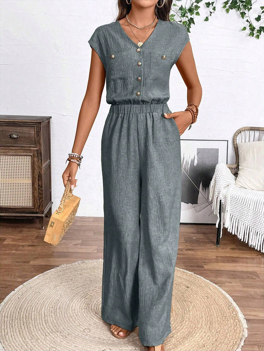Mira - Luftiger Jumpsuit mit Knöpfen
