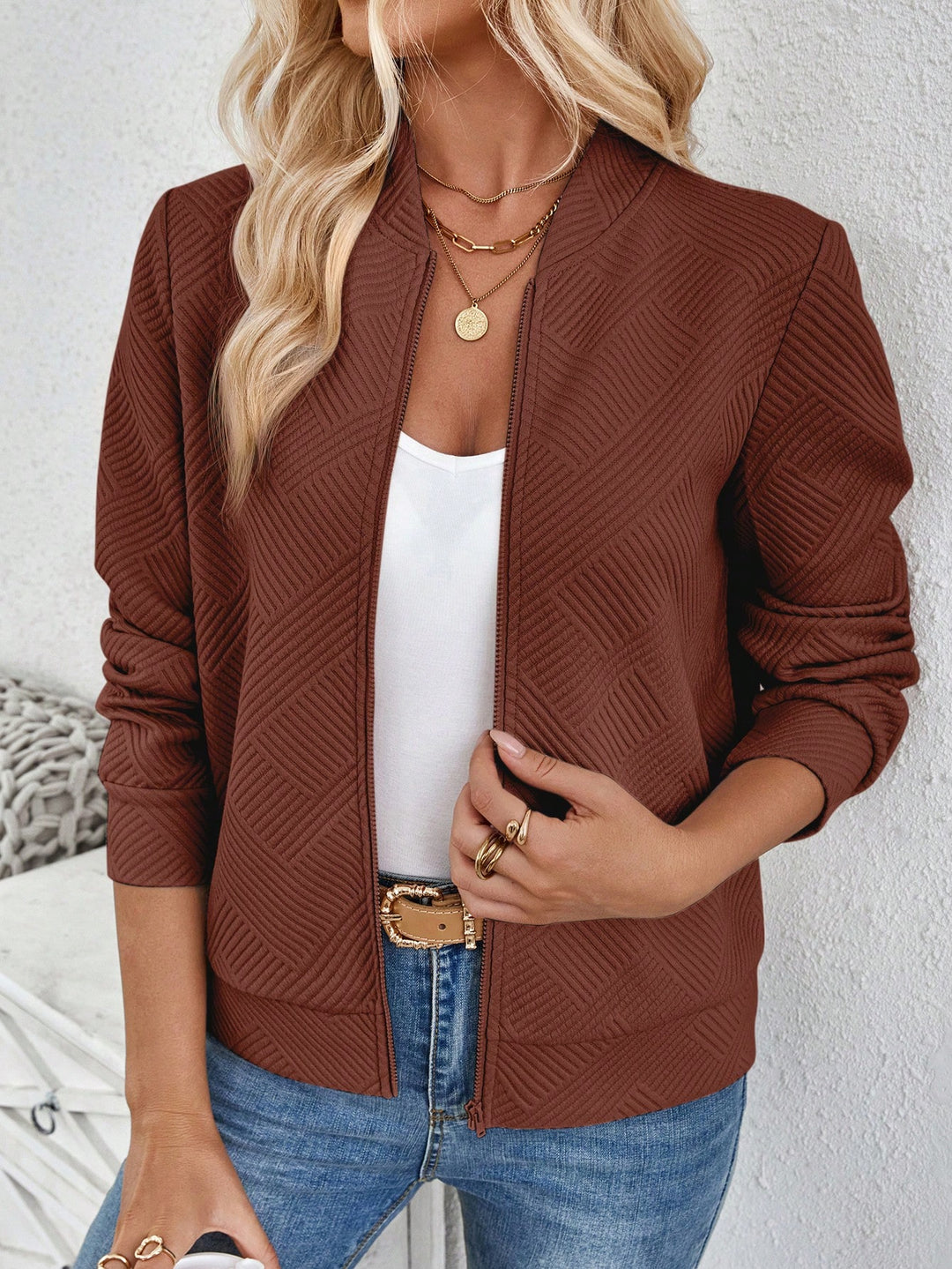 Mira - Stilvolle Jacquard Bomberjacke