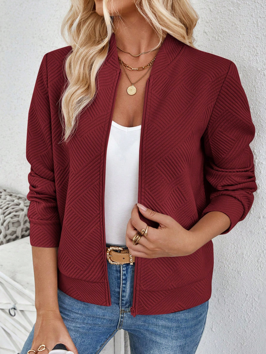 Mira - Stilvolle Jacquard Bomberjacke