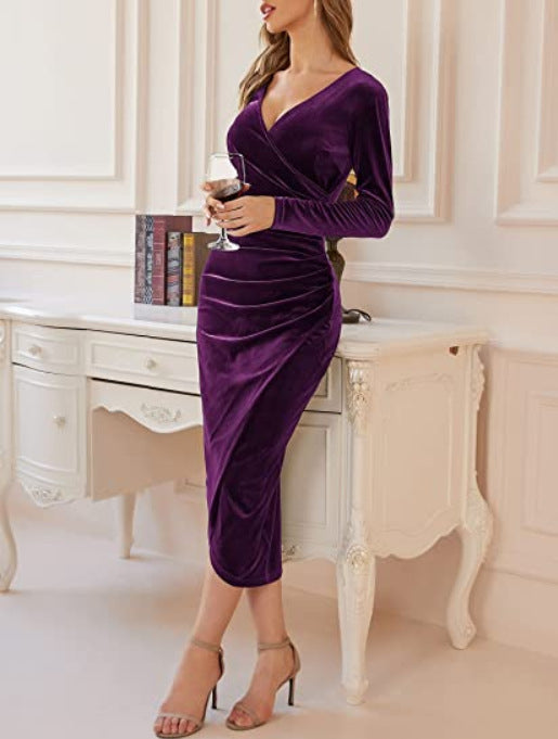 Isabella - Langärmeliges Midikleid aus Samt
