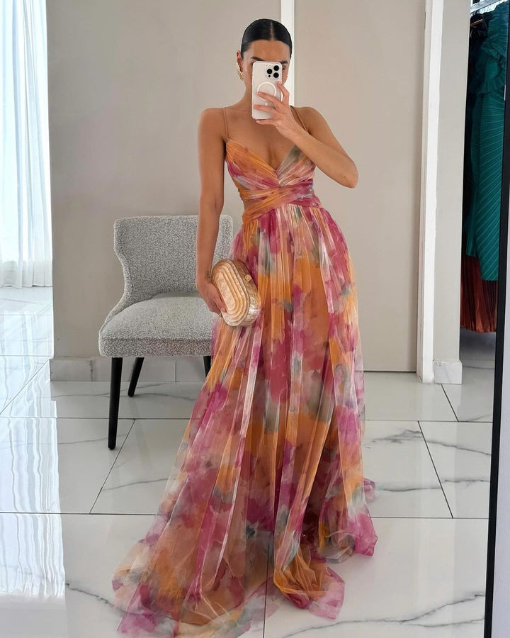 Lisa – Elegantes Maxikleid mit Blumenmuster
