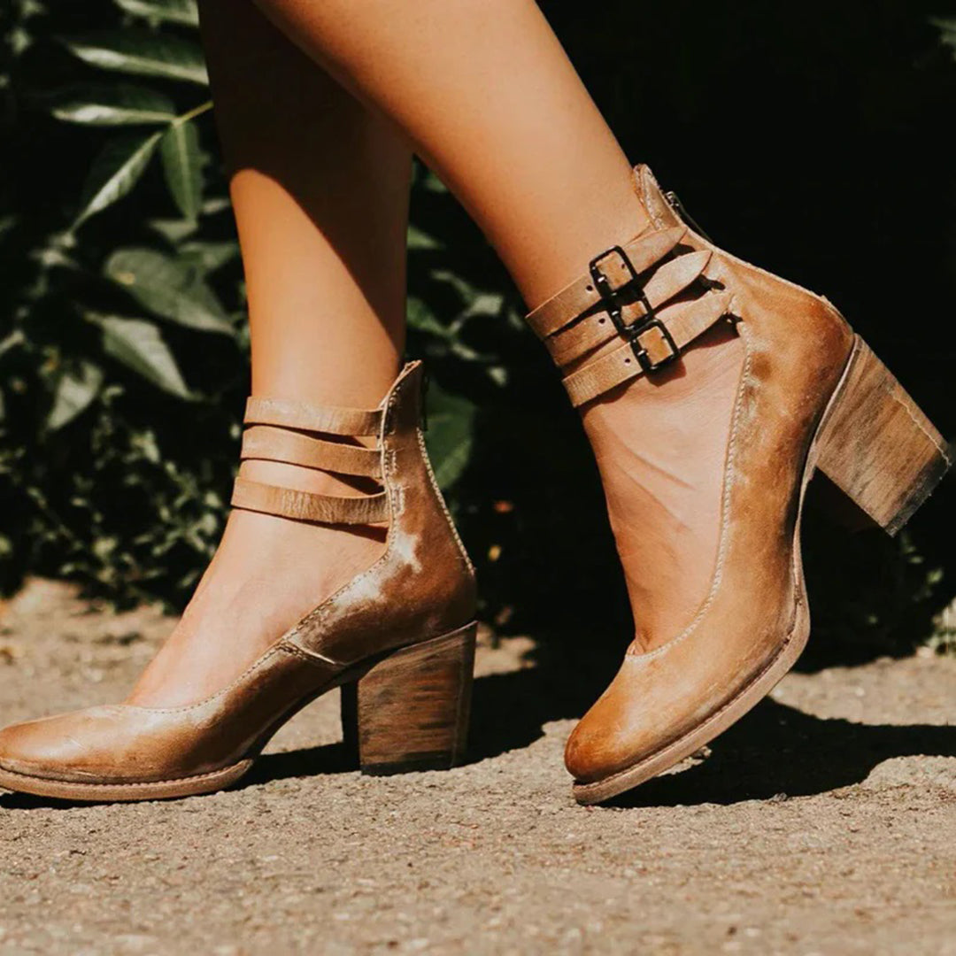 Zina - Stilvolle Riemchen Pumps mit Blockabsatz