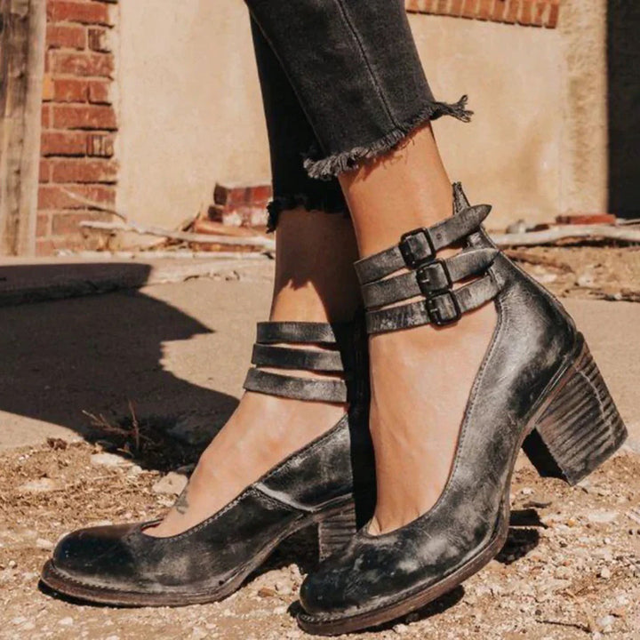 Zina - Stilvolle Riemchen Pumps mit Blockabsatz