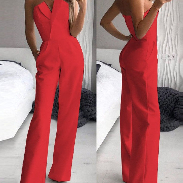 Elena - Eleganter Roter Ärmelloser Jumpsuit