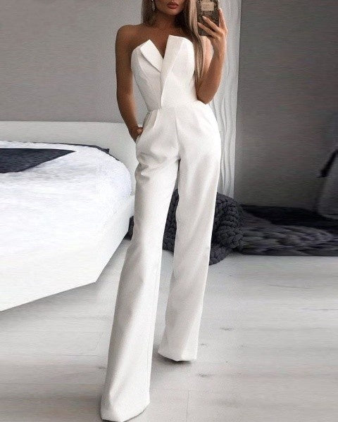 Elena - Eleganter Roter Ärmelloser Jumpsuit