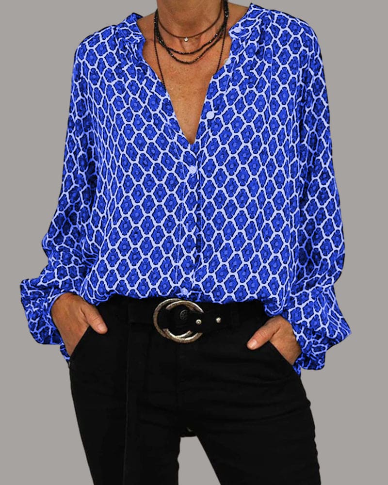 Berta - Bluse mit V-Ausschnitt