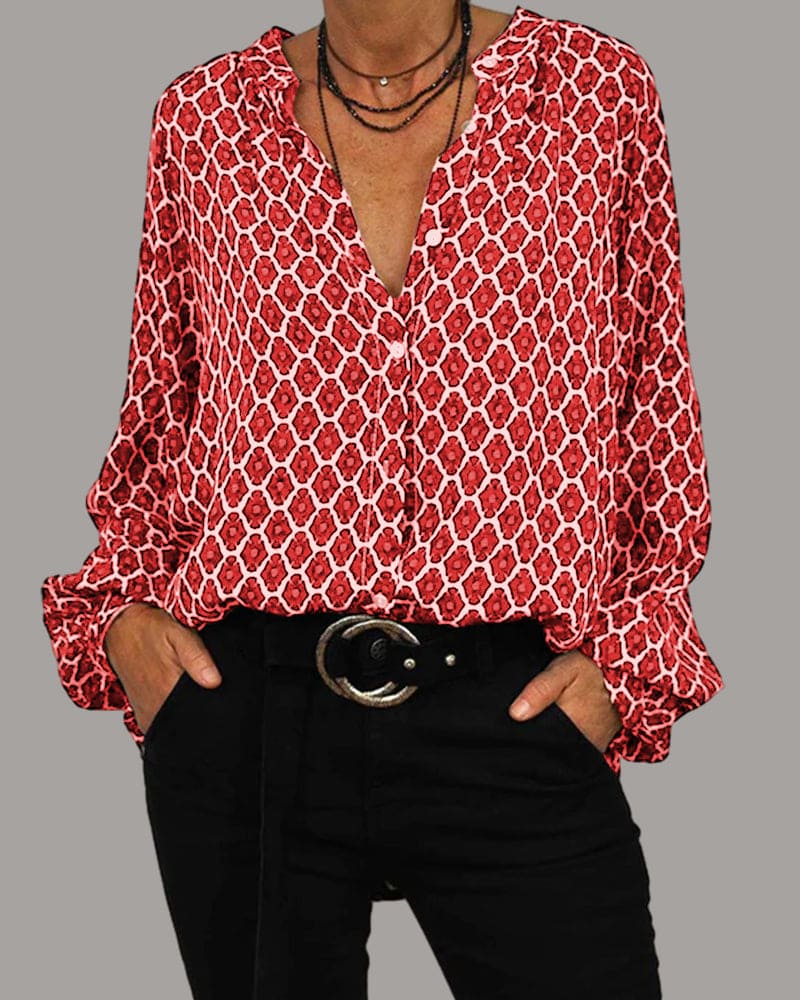 Berta - Bluse mit V-Ausschnitt