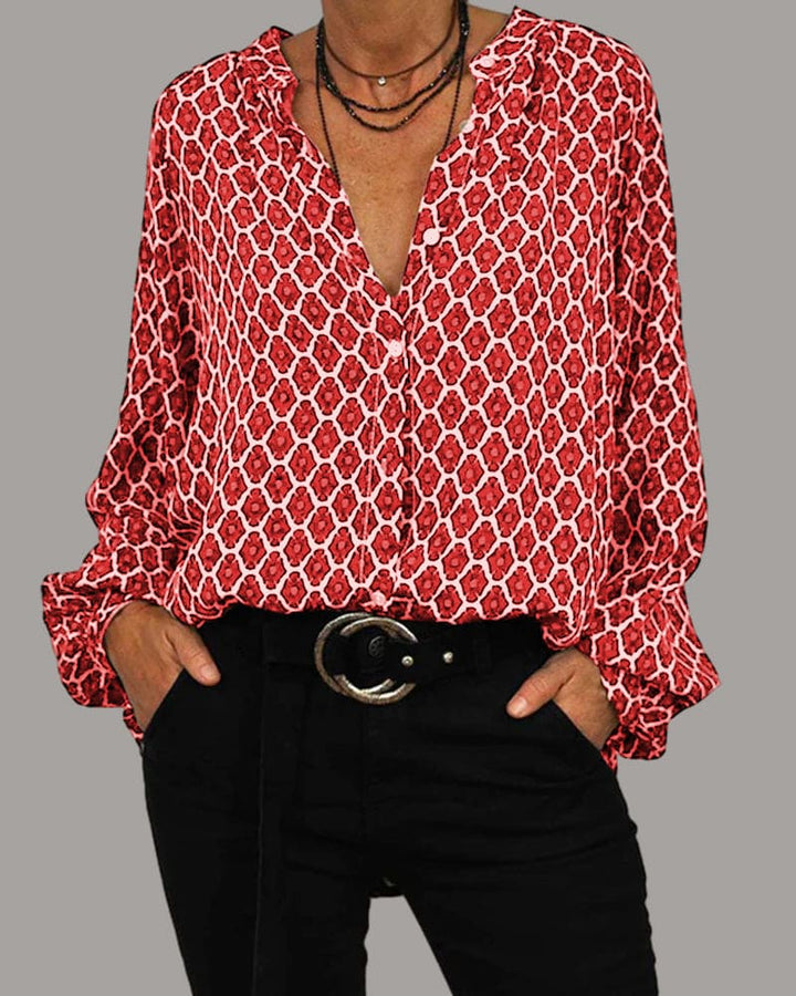 Berta - Bluse mit V-Ausschnitt